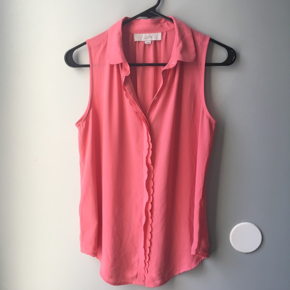 Salmon pink sleeveless Loft blouse